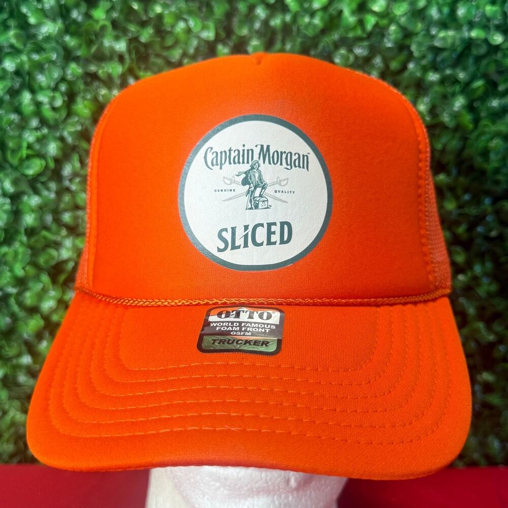Orange Slice Captain Morgan Foam Trucker Hat Mesh Snapback Summer Party Cap